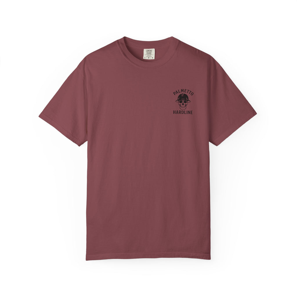 T-Shirt — Palmetto Hardline “Head Down Full Send” Skull Riding Bull Graphic