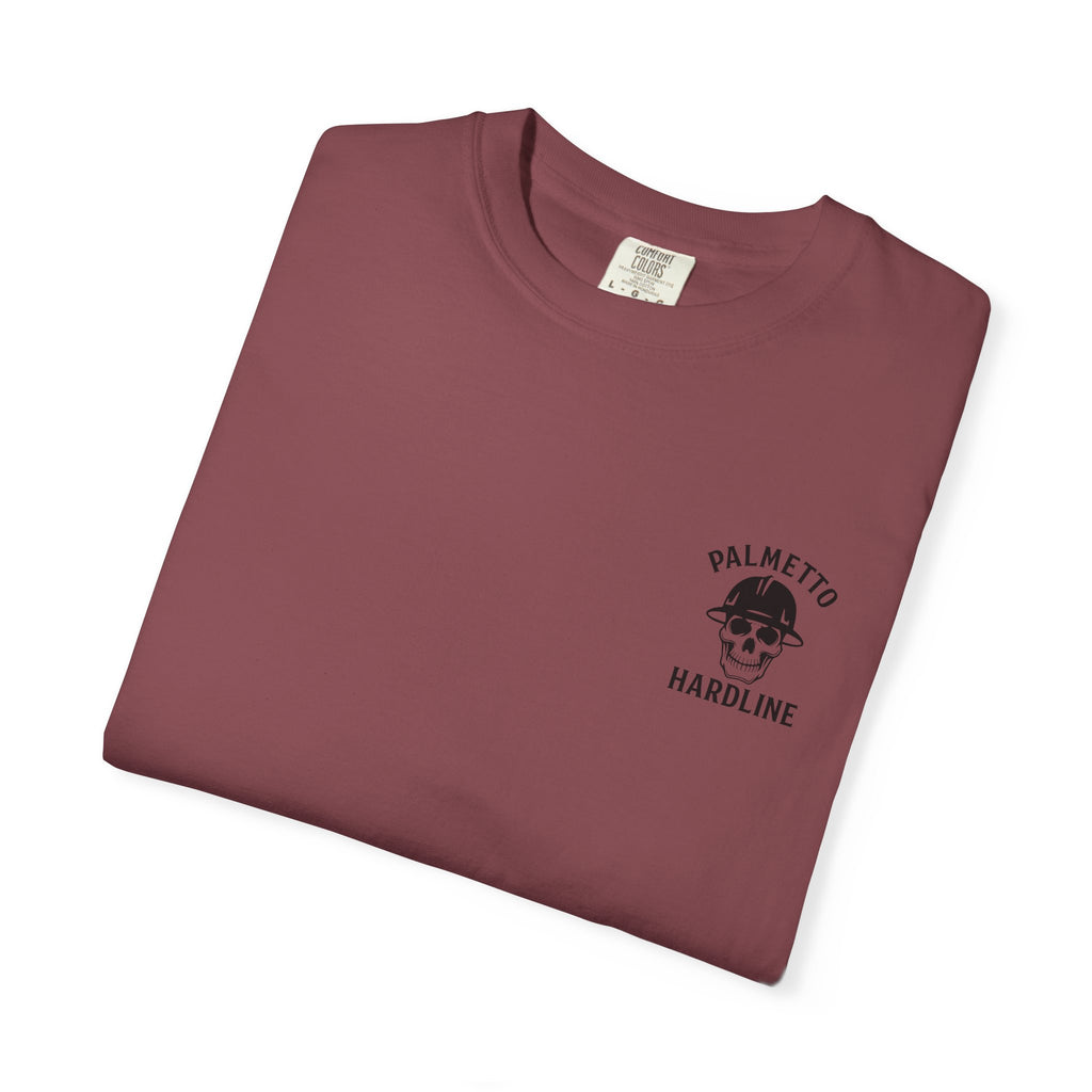 T-Shirt — Palmetto Hardline “Head Down Full Send” Skull Riding Bull Graphic