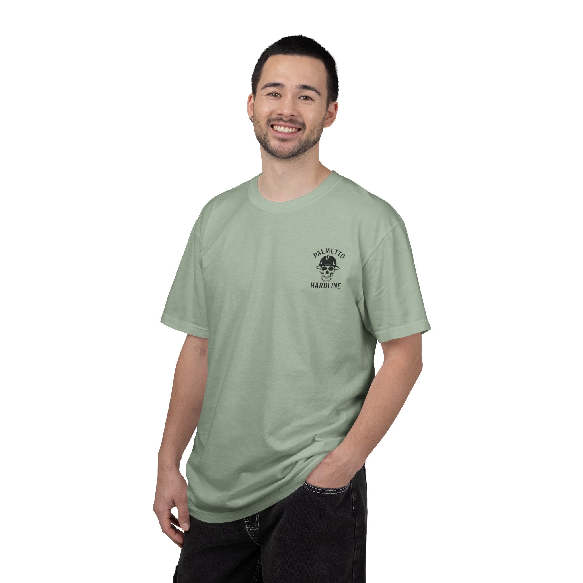 T-Shirt — Palmetto Hardline “Head Down Full Send” Skull Riding Bull Graphic