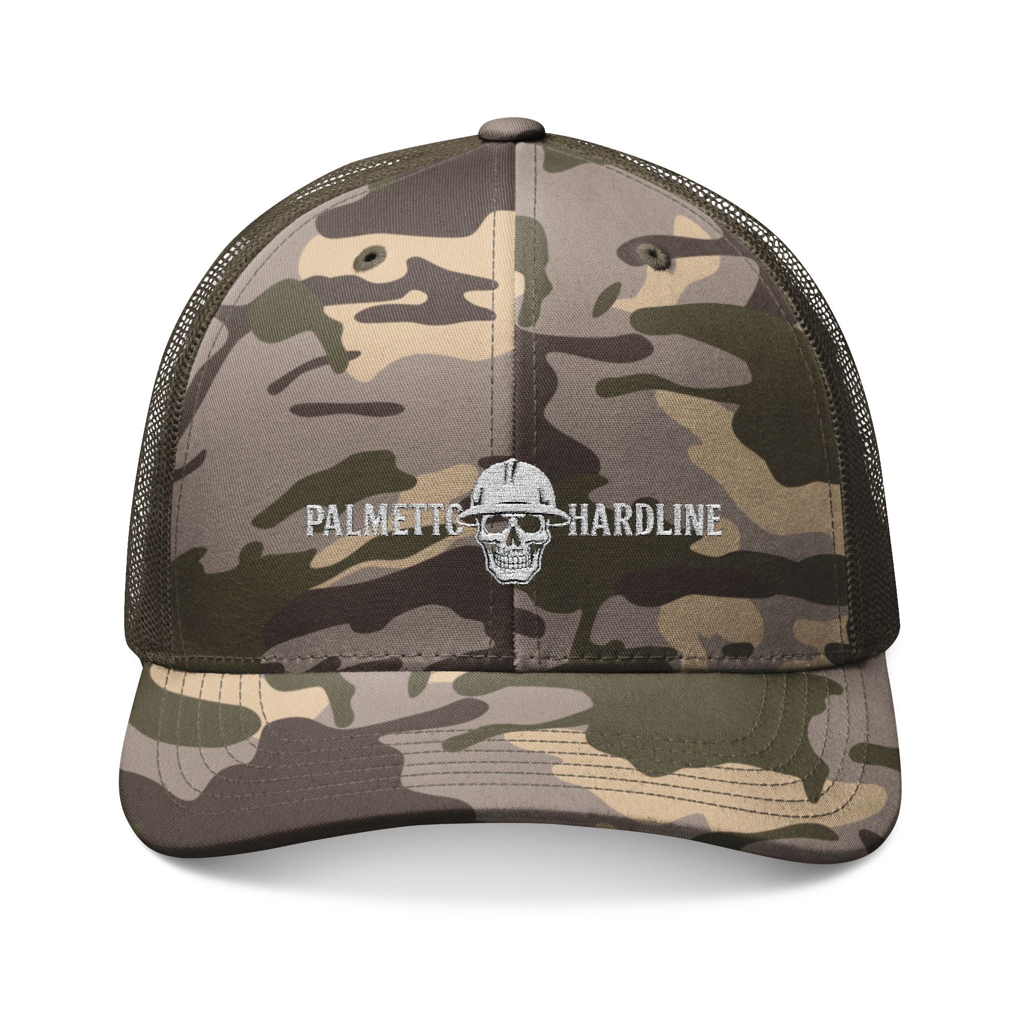 Camo Trucker Hat — 'Palmetto Hardline' Embroidered Skull Cap